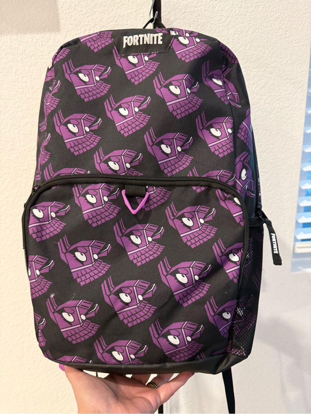Fortnite Kids Backpack - Black with Purple Loot Llama Pattern
